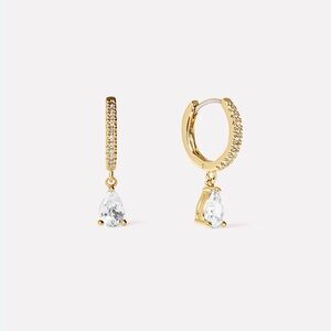 Ana Luisa- Teardrop CZ Huggie Earrings Elise - NIB